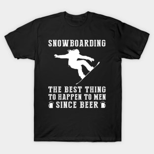 Shred and Sip: 'Snowboarding - Better Than Beer & Wine' Funny Tee T-Shirt